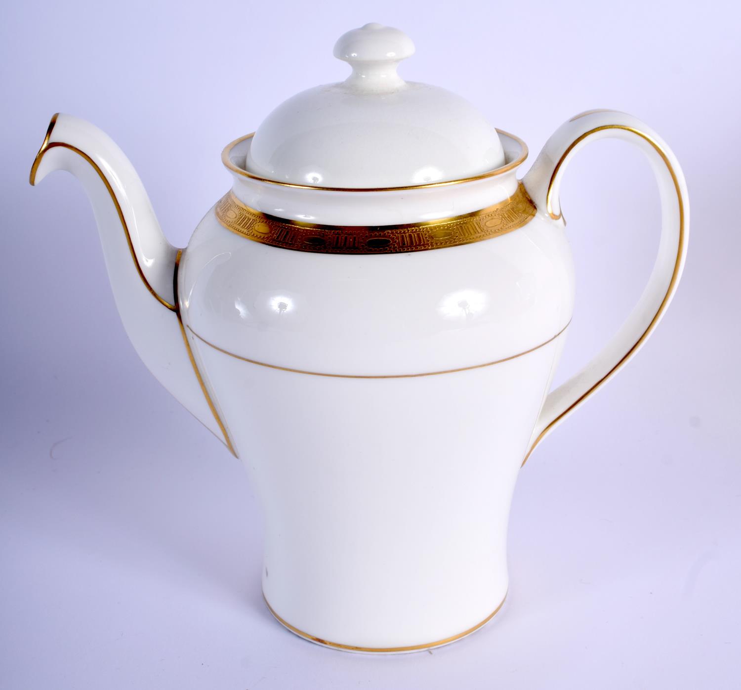 20th c. Minton coffee pot and cover with acid etched gilt decoration and four similarly decorated co - Image 5 of 10