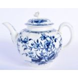 AN 18TH CENTURY WORCESTER BLUE AND WHITE FACETTED TEAPOT AND COVER painted in the Mansfield pattern.