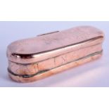 A GEORGE III POLISHED COPPER SNUFF BOX. 263 grams. 13 cm x 5 cm.