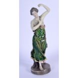 A VERY UNUSUAL ART DECO EUROPEAN PORCELAIN FIGURE OF A FEMALE bearing pseudo Sevres mark to base, ov