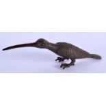 A JAPANESE BRONZE BIRD OKIMONO.126 grams. 13.5 cm x 4 cm.