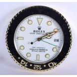 A ROLEX SHOP DISPLAY ADVERTISING WALL CLOCK. 33 cm diameter.