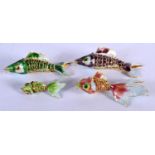 FOUR ARTICULATED CLOISONNE FISH. Largest 9.2cm x 6cm, weight 45.6g