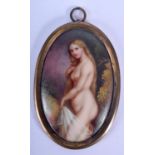 A LOVELY EARLY 20TH CENTURY EUROPEAN PORCELAIN PLAQUE painted with a nude female draped in white clo