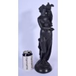 A LARGE 19TH CENTURY WEDGWOOD FIGURE OF EROS AND EUPHROSYNE Bell works mark, modelled upon a reeded