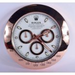 A ROLEX SHOP DISPLAY ADVERTISING WALL CLOCK. 33 cm diameter.