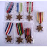 SEVER WORLD WAR II MEDALS, AFRIC STAR, FRANCE AND GERMANY STAR, THE 39 - 45 STAR, THE BURMA STAR, TH