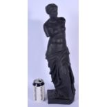 A RARE LARGE WEDGWOOD BLACK BASAL FIGURE OF VENUS VICTRIX signed in gilt to reverse A Coppell. 50 cm