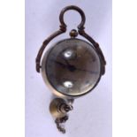 A MINIATURE BALL CLOCK. 9cm x 3.8cm, weight 48.8g