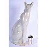 A 1950S HEALS POTTERY FIGURE OF A SEATED CAT of elegant form. 54 cm x 20 cm.