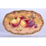 Ex-Royal Worcester artist plaque with integral stand painted with fruit signed B. Cox, late 20th cen