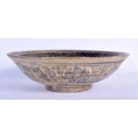 A RARE 17TH CENTURY THAI SWATTOW TYPE POTTERY BOWL painted with brown sprigs and motifs. 22.5 cm dia