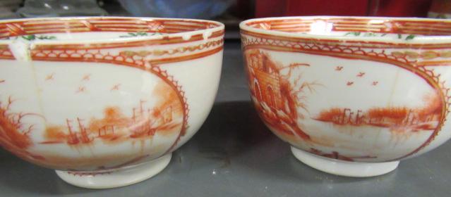 A CHINESE EXPORT PORCELAIN PART TEA SERVICE, each piece painted in monochrome burnt orange with a - Image 5 of 17