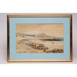 WILLIAM JOHN CAPARNE (1856-1940), Beach Scene, watercolour and pencil, signed, 11" x 17 1/2", gilt