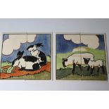 TWO CARTER'S POOLE POTTERY "FARMYARD SERIES" TILE PANELS - "EWE AND LAMB", numbered 3C, and "