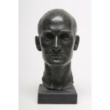 KOSTADIN KOUNEFF (1906-1982), Male Head, bronze, signed with foundry mark, green patination, on