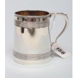 A LATE VICTORIAN SILVER CHRISTENING MUG, maker Martin, Hall & Co., Sheffield 1891, of plain tapering