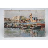 PHILIP NAVIASKY (1884-1983), Continental Harbour Scene, oil on canvas, signed, 20" x 30",