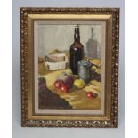 MILLICENT E. AYRTON (1913-2000), Still Life with Fruit and Vases, oil on board, signed in biro, 16