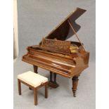 A BECHSTEIN BOUDOIR GRAND PIANO, early 20th century, in rosewood case with pierced fret oblong music
