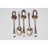A COLLECTION OF GEORGE III AND LATER SILVER TABLESPOONS, comprising one with maker's mark TC, London
