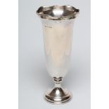 A SILVER VASE, maker's mark WG & S, Birmingham 1935, of plain rounded cylindrical form with cast