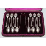 A SET OF TWELVE VICTORIAN SILVER TEASPOONS, maker Aldwinkle & Slater, London 1886, in bead