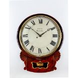 A MAHOGANY DROP DIAL WALL TIME PIECE signed Gadsby, Leicester, mid 19th century, the single fusee