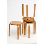 ALVAR AALTO (1889-1976), for Finmar Ltd., a pair of Model No.60 birch faced plywood stacking stools,