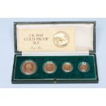 AN ELIZABETH II GOLD PROOF FOUR COIN SET, 1980, comprising 5, 2, sovereign and half sovereign, all