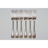 A SET OF SIX LATE VICTORIAN SILVER DESSERT FORKS, maker Walker & Hall, Sheffield 1898, in Old