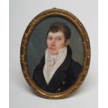 ENGLISH SCHOOL (Early 19th Century), Gentleman in a black Frock Coat and White Neck Tie, unsigned