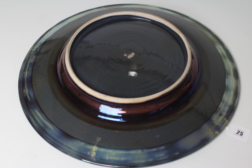 SUTTON TAYLOR (b.1943), a studio pottery charger of dished circular form decorated in abstract - Image 3 of 3