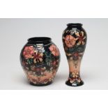 TWO MOORCROFT OBERON VASES, 1997 and 1999, designed by Rachel Bishop, one of inverted baluster form,