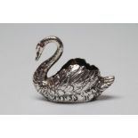 A LATE VICTORIAN SILVER SWAN, import marks E.T. Bryant, London 1897, 930 standard, with cast and