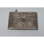 A VICTORIAN SILVER VISITING CARD CASE, maker's mark H.J., Birmingham 1888, of plain oblong form,