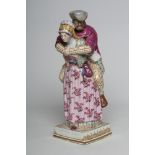 A LARGE GERMAN PORCELAIN "WOMAN OF WEINSBERG" FIGURE, mid to late 19th century, the wife wearing a
