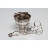 A GEORGE III SILVER CREAM PAIL, maker's mark ST(?) only, plain overhead swing handle, gadrooned