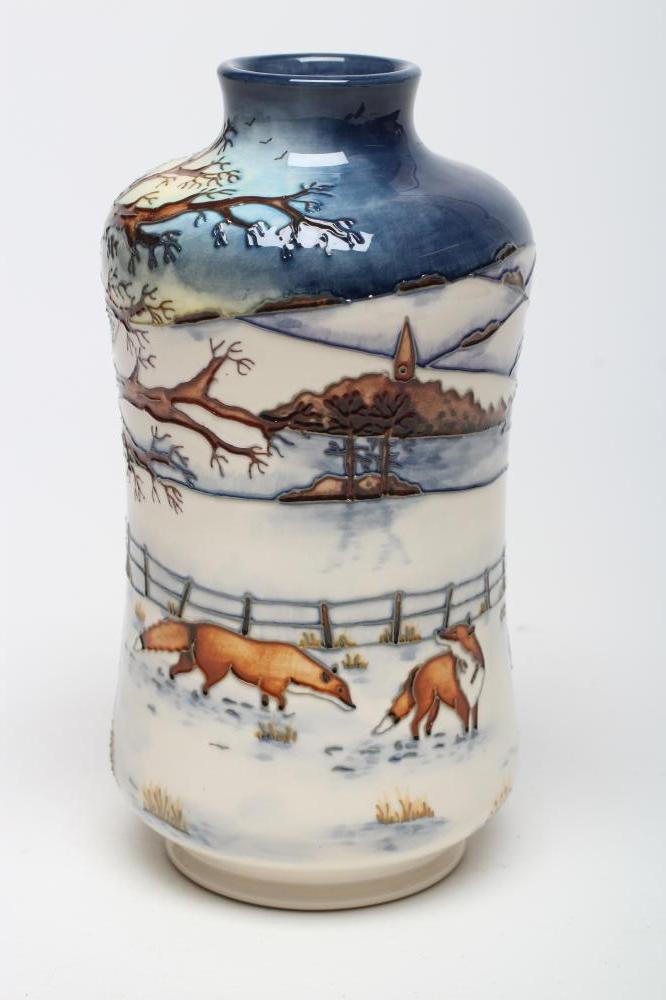 A MOORCROFT WOODSIDE FARM VASE, 1999, designed by Anji Davenport, of waisted cylindrical form, - Image 2 of 5