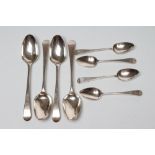 A SET OF FOUR GEORGE III SILVER DESSERT SPOONS, maker Sutton & Butt, London 1782, in Old English