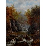 WILLIAM MELLOR (1851-1931), Autumnal River Scene, oil on canvas, signed, 24" x 18", swept gilt gesso