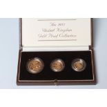 AN ELIZABETH II GOLD PROOF THREE COIN COLLECTION, 1983, comprising 2, sovereign and half