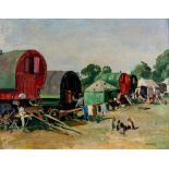 PHILIP NAVIASKY (1884-1983), Gypsy Encampment, oil on canvas, signed, 19 1/2" x 25 1/2", framed (