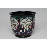 A MOORCROFT FAVRILE CACHE-POT, 2001, designed by Nicola Slaney, of plain rounded cylindrical form,
