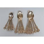 A SET OF TEN SCOTTISH SILVER DESSERT SPOONS, maker Muirhead & Arthur, Glasgow 1860, in single struck