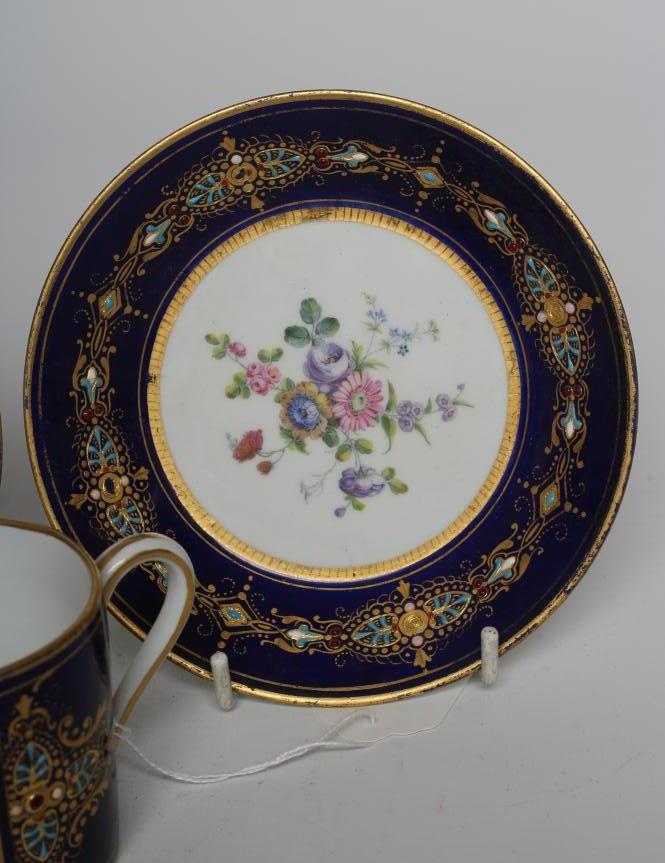 A FRENCH PORCELAIN CAN AND SAUCER, mid to late 19th century, the can painted with a head and - Image 2 of 17