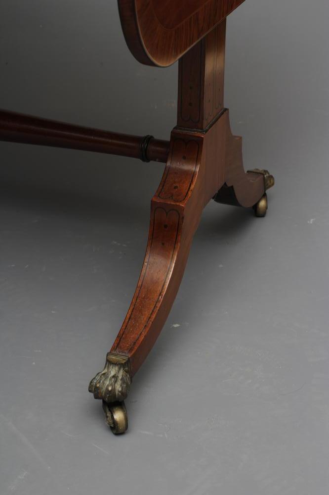 A REGENCY MAHOGANY AND ROSEWOOD BANDED SOFA TABLE, of rounded oblong form with ebony stringing, - Image 4 of 4