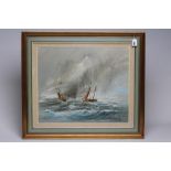 BEN MAILE (1922-2017), Trawlers on the High Seas, oil on board, signed, 20" x 24", framed (subject