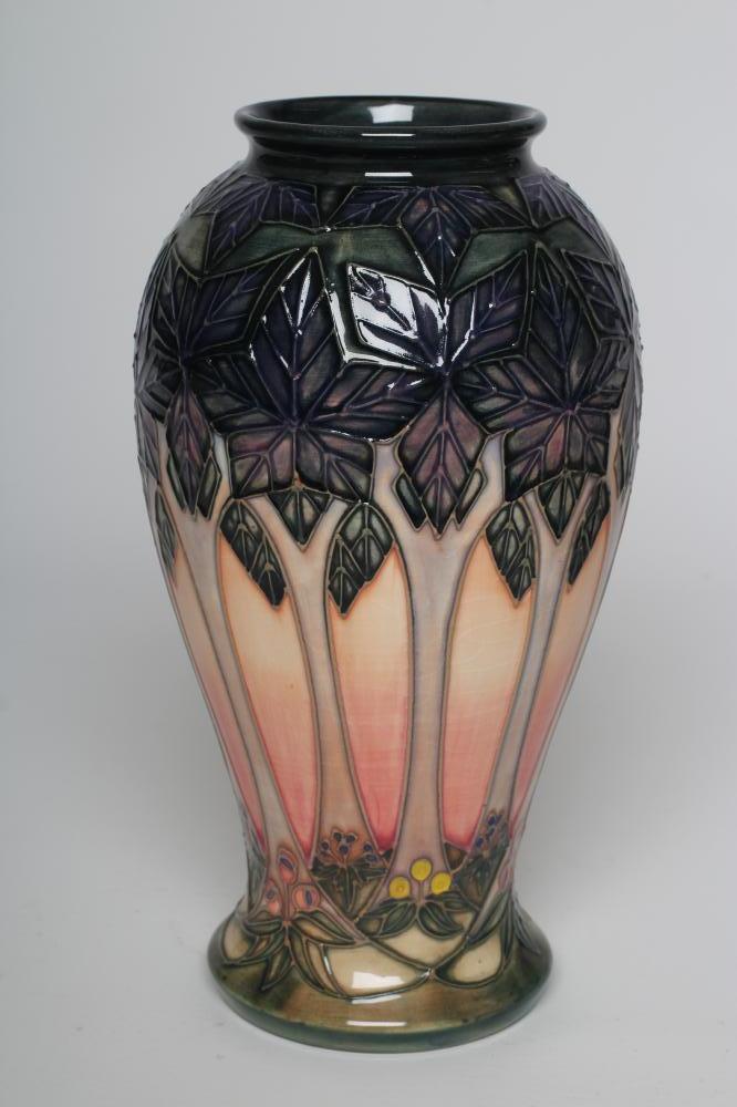 A MOORCROFT CLUNY TREES VASE, 1993, designed by Sally Tuffin, of inverted baluster form,