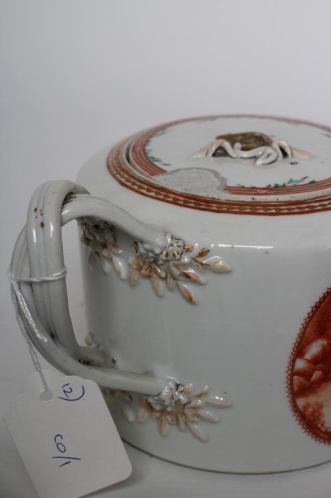 A CHINESE EXPORT PORCELAIN PART TEA SERVICE, each piece painted in monochrome burnt orange with a - Image 3 of 17